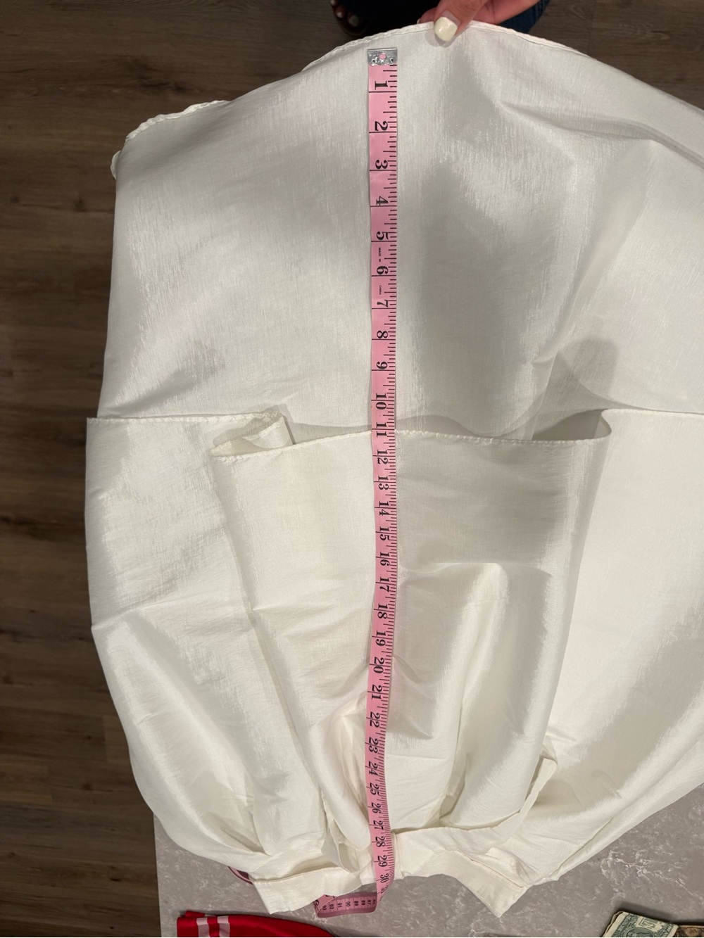 Touch Me Ivory High Low Midi Skirt Bow Tie Waist Satin Look Size Medium - Picture 7 of 7